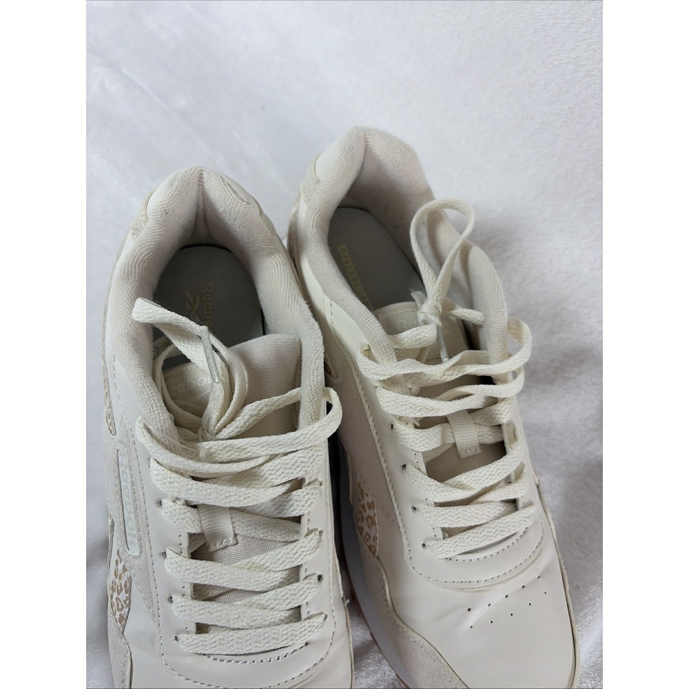 Reebok‎ Classic Harman Double Sneaker Women's 8.5 Cream Suede Leopard Print EUC - Picture 3 of 9